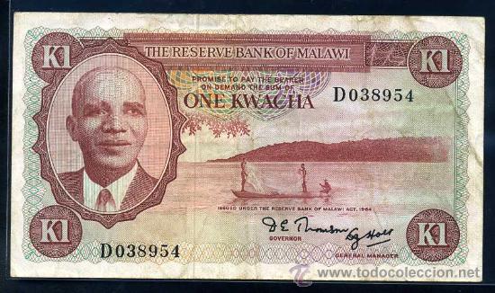 Billetes extranjeros: MALAWI : 1 Kwacha 1971  MBC+  Pick 6 - Foto 1
