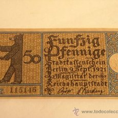 Billetes extranjeros: BILLETE ALEMAN 50 PFENNIG 9 SEPTIEMBRE 1921 SIN CIRCULAR PLANCHA
