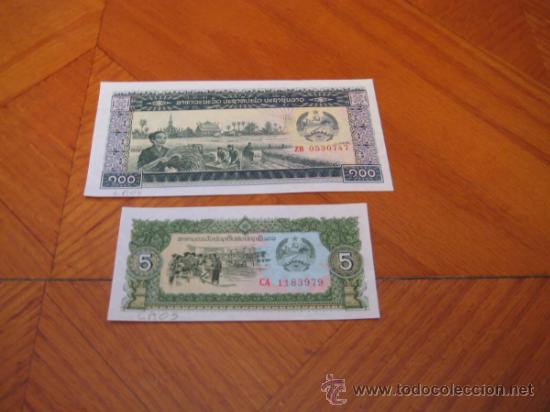 Billetes extranjeros: 2 billetes diferentes de Laos. Sin circular. - Foto 1