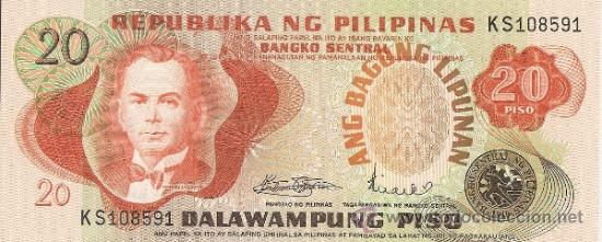 Billetes extranjeros: BILLETE DE 20 PISO DE FILIPINAS - Foto 1