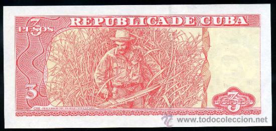Billetes extranjeros: CUBA: 3 Pesos del CHE 2004 SC - Foto 2
