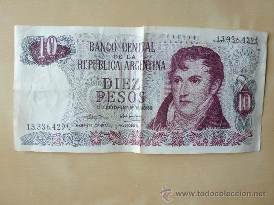 Billetes extranjeros: Diez pesos Republica Argentina - Foto 1