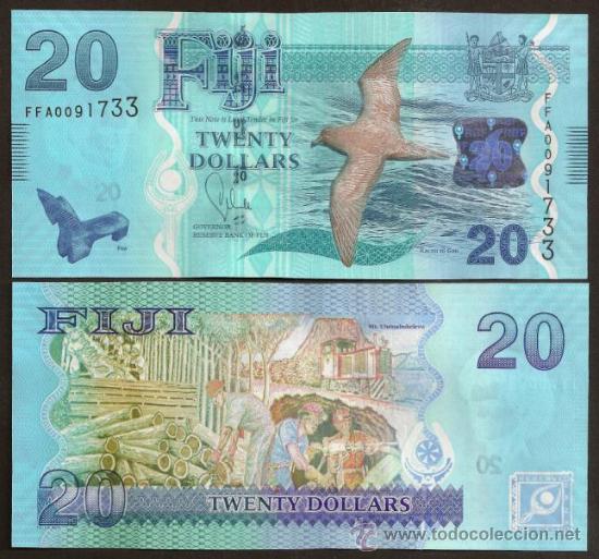 Billetes extranjeros: FIJI (FIYI). 20 $ (2013). S/C. Fauna. Flora. Pick 117.