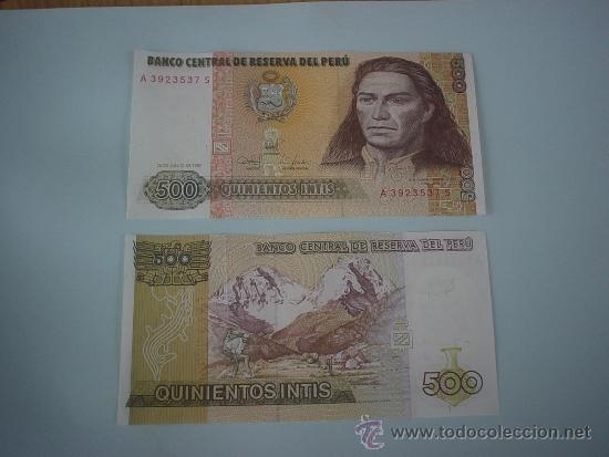 Billetes extranjeros: BILLETE 500 INTIS - PER&Uacute; - SC - Foto 1