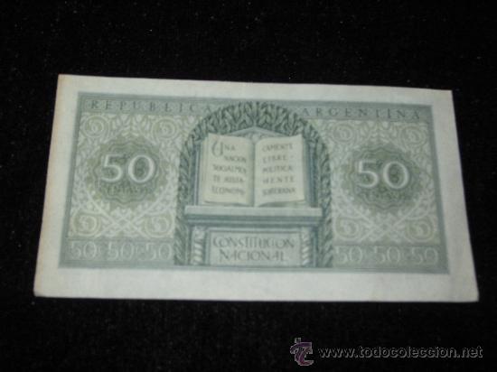 Billetes extranjeros: BILLETE DE 50 CENTAVOS DE LA REPUBLICA ARGENTINA - BC - Foto 2
