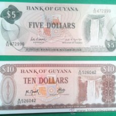 Billetes extranjeros: 2 BILLETES DE GUYANA DE 5 Y 10 DOLLARS NUEVOS PLANCHA SIN CIRCULAR, ENVIO GRATUITO (LOTE 52)