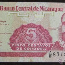 Billetes extranjeros: BILLETE DE NICARAGUA: 5 CENTAVOS DE CORDOBA DE 1991 PLANCHA
