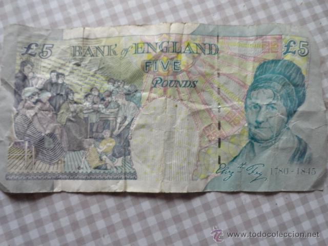 Billetes extranjeros: billete inglaterra 5 libras five pounds - Foto 2