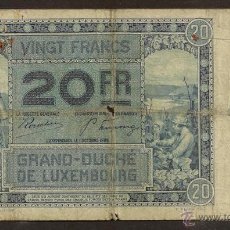 Billetes extranjeros: LUXEMBURGO. BONITO 20 FRANCS 1.10.1929. PICK 37. IMAGEN DE AMBAS CARAS.. Lote 40281309
