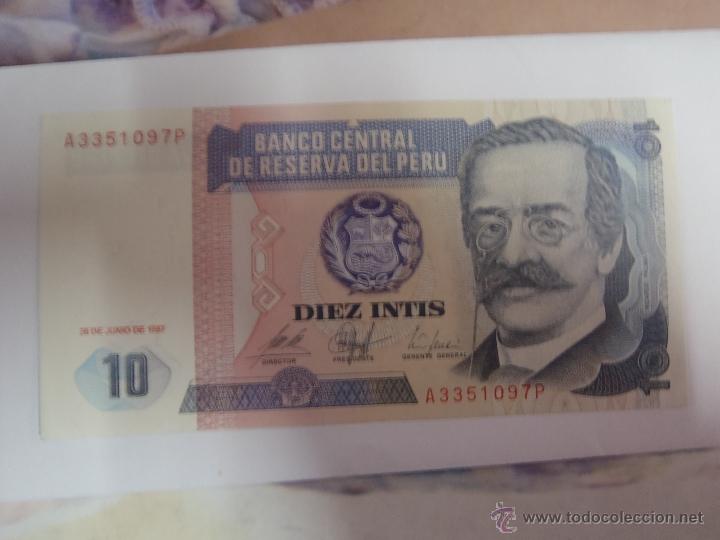 Billetes extranjeros: BILLETE DE PERU 10 INTIS PLANCHA - Foto 1