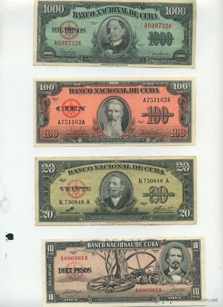 4 billetes de cuba. 1000 pesos, 100 pesos, 20 p - Comprar Billetes