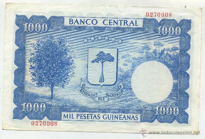 Billetes extranjeros: Guinea ecuatorial. 1000 pesetas 1969. EBC - Foto 2