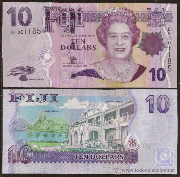 Billetes extranjeros: FIJI (FIYI). 10 $ (2011). S/C. Cambio del titular y de la propia firma. ACTING GOVERNOR...