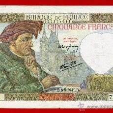 Billetes extranjeros: BILLETE FRANCIA , 50 FRANCOS 1941 , MBC , ORIGINAL ,T611