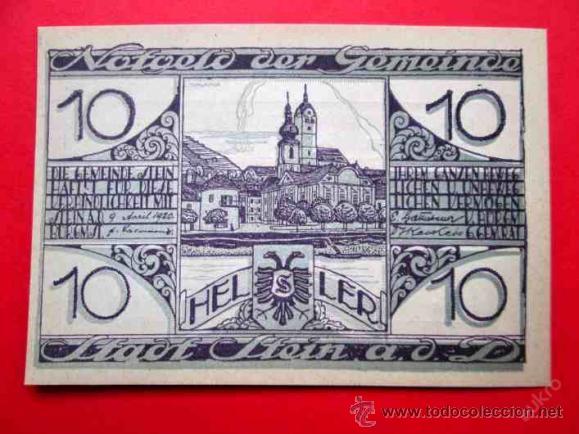 Billetes extranjeros: NOTGELD. AUSTRIA. 1920. STEIN. 10 HELLER. - Foto 1