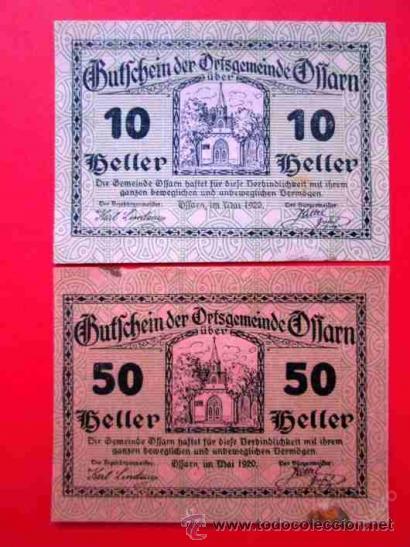 Billetes extranjeros: NOTGELD. AUSTRIA 1920. OFFARN. 10-50 HELLER - Foto 1