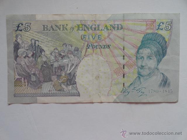 Billetes extranjeros: billete inglaterra 5 libras five pounds - Foto 2