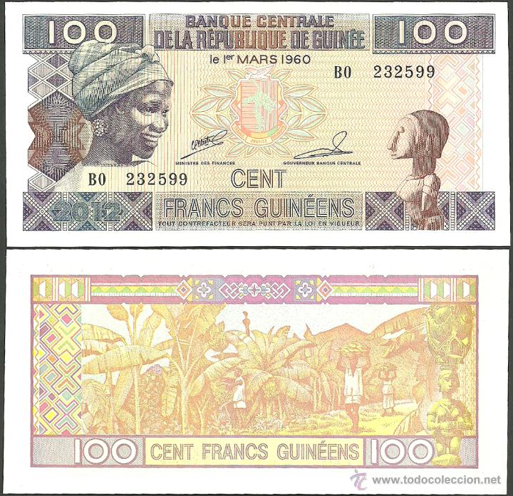 Billetes extranjeros: Guinea   100 francos   2012   SC - Foto 1