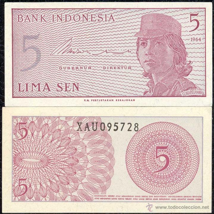 Billetes extranjeros: Indonesia 5 sen 1964 Pick#91  SC - Foto 1