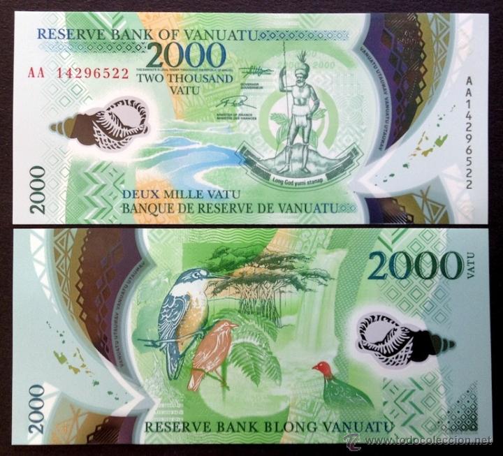 Billetes extranjeros: VANUATU. 2000 vatu 2014. S/C. Polimero. Fauna.