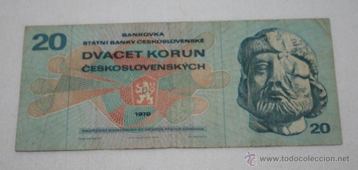 Billetes extranjeros: BILLETE - 20 DVACET KORUN - CESKOSLOVENSKYCH - REPUBLICA CHECA 1970