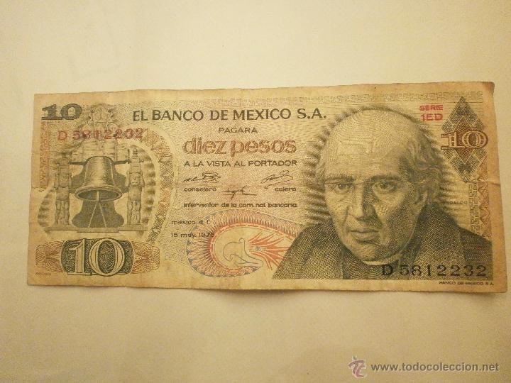 Internationale Banknoten: BILLETE  EL BANNCO DE MEXICO ,S,A. DIEZ PESOS. 15 MAY 1975