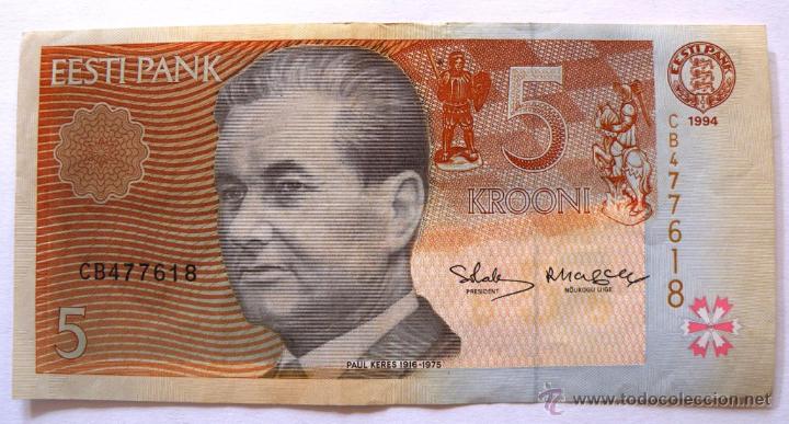 Billetes extranjeros: 5 krooni de Estonia del 1994 - Foto 1