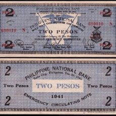 Billetes extranjeros: BILLETE FILIPINAS - 2 PESOS - 1941 - PICK.S306 - E.B.C. - MUY ESCASO. Lote 48319467