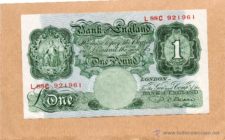 billete one pound bank of england. una libra es - Comprar Notas antigas  internacionais no todocoleccion