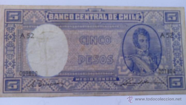 Billetes extranjeros: BILLETE DE CHILE, 5 PESOS - Foto 1