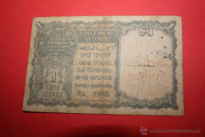 Billetes extranjeros: INDIA, 1 RUPEE 1940 - Foto 1