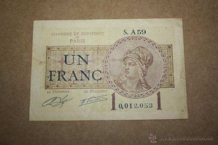 Billetes extranjeros: FRANCIA,1 FRANCO, CASA DE COMERCIO DE PARIS - Foto 1