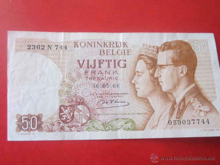 Notas Internacionais: Belgica. billete de 50 francos. 1966