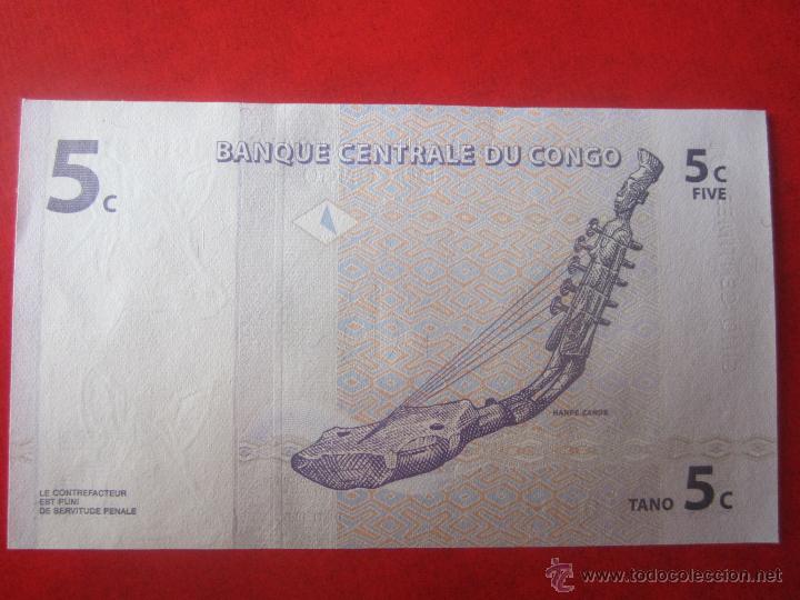 Billetes extranjeros: Congo. billete de 5 centimos. 1997 - Foto 2