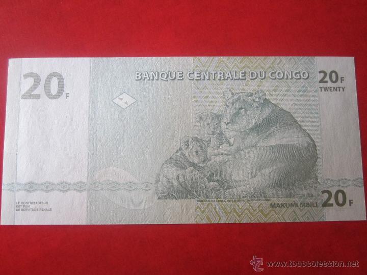 Billetes extranjeros: Congo. billete de 20 francos. 2003 - Foto 2