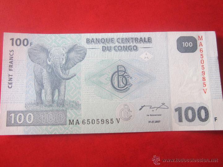 Billetes extranjeros: Congo. billete de 100 francos. 2007 - Foto 1