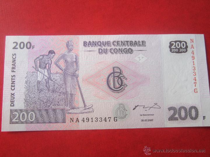 Billetes extranjeros: Congo. billete de 200 francos. 2007 - Foto 1
