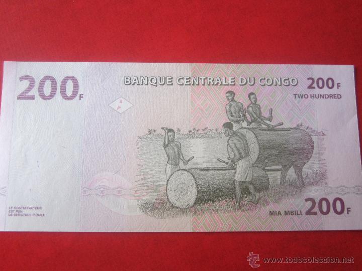 Billetes extranjeros: Congo. billete de 200 francos. 2007 - Foto 2