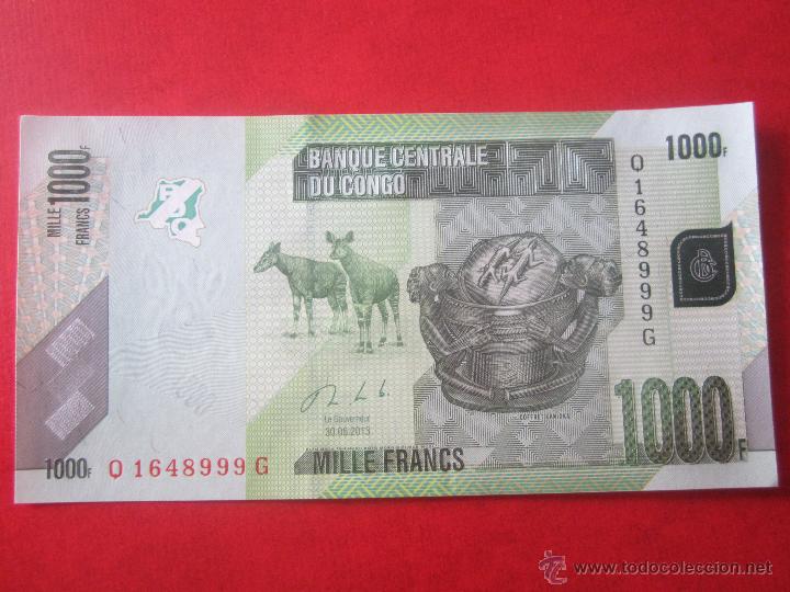 Billetes extranjeros: Congo. billete de 1000 francos. 2013 - Foto 1