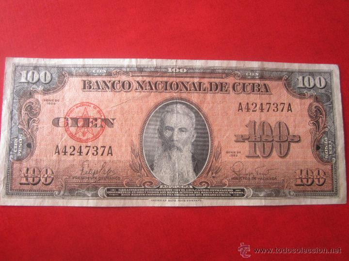 Billetes extranjeros: Cuba. billete de 100 pesos. 1959 - Foto 1