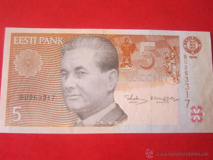 Billetes extranjeros: Estonia. 5 krooni. 1994 - Foto 1