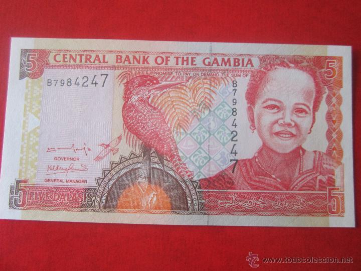 Billetes extranjeros: Gambia. billete de 5 dalasis - Foto 1