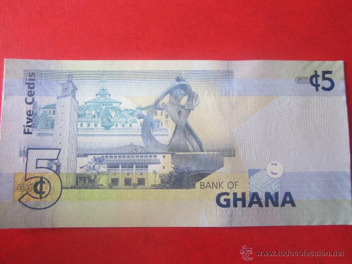 Billetes extranjeros: Ghana. billete de 5 cedis. 2007 - Foto 2