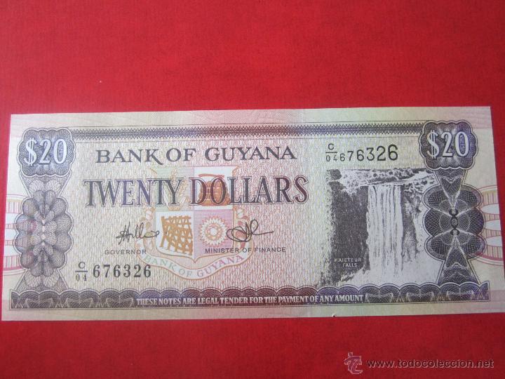 Billetes extranjeros: Guyana. billete de  20 d&oacute;lares. - Foto 1