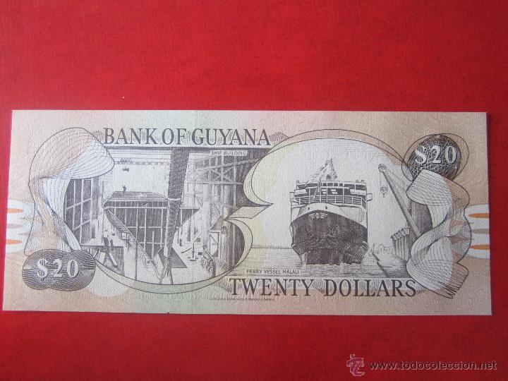 Billetes extranjeros: Guyana. billete de  20 d&oacute;lares. - Foto 2