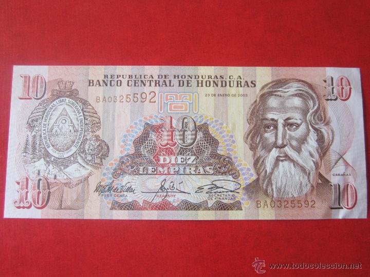 Billetes extranjeros: Honduras. 10 lempiras. 2003 - Foto 1