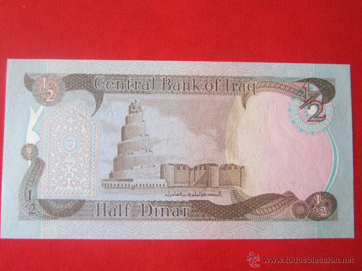 Billetes extranjeros: Irak. billete de 1/2 de dinar. 1980 - Foto 2