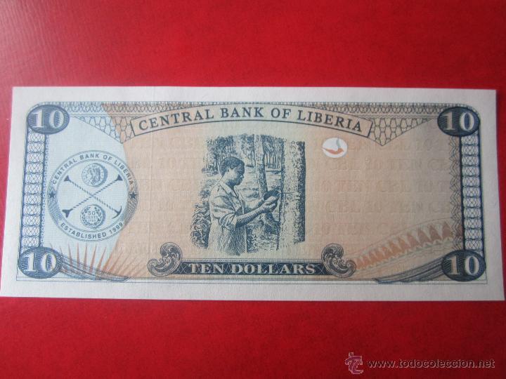 Billetes extranjeros: Liberia. billete de 10 dolares. 2003 - Foto 2