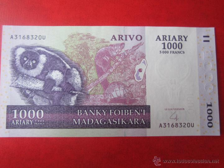 Billetes extranjeros: Madagascar. billete de 1000 ariary 2004 - Foto 1