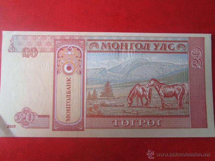 Billetes extranjeros: Mongolia. billete de 20 tugrik. 1993 - Foto 2